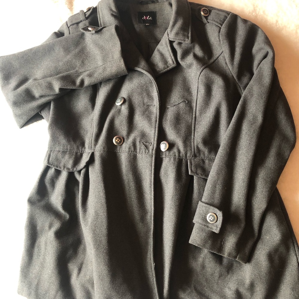 Dots Charcoal Double-Breasted Pea Coat